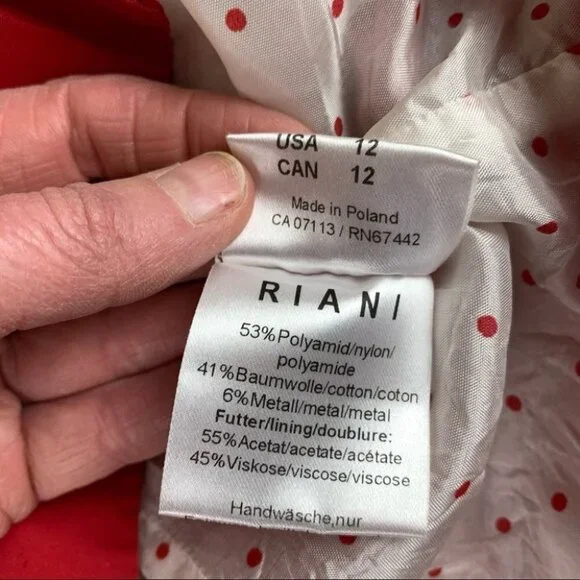 Riani Red Spring Coat with Ruffled Collar - Picture 11 of 14